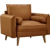 Revive Accent Arm Chair in Tan Brown Vegan Leather