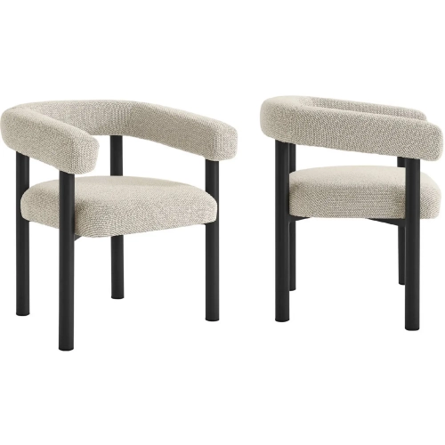 Nautica Outdoor Dining Arm Chair in Ivory Fabric & Graphite Aluminum (Set of 2)