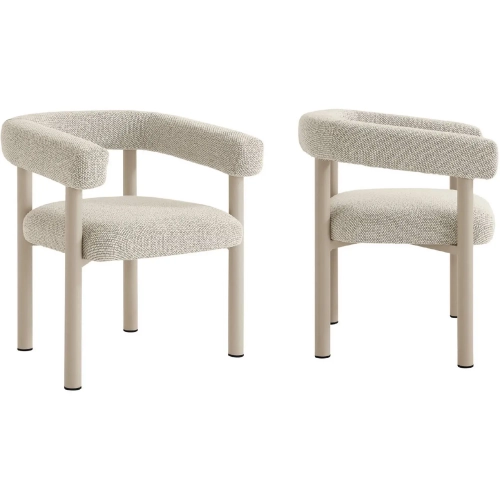 Nautica Outdoor Dining Arm Chair in Ivory Fabric & Taupe Aluminum (Set of 2)
