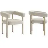 Nautica Outdoor Dining Arm Chair in Ivory Fabric & Taupe Aluminum (Set of 2)