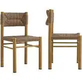 Parkland Outdoor Dining Chair in Natural PE Rattan & Wood Finish Aluminum (Set of 2)