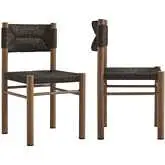 Parkland Outdoor Dining Chair in Walnut PE Rattan & Walnut Finish Aluminum (Set of 2)