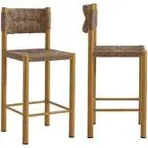 Parkland Outdoor Counter Stool in Natural PE Rattan & Wood Finish Aluminum (Set of 2)