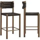 Parkland Outdoor Counter Stool in Walnut PE Rattan & Walnut Finish Aluminum (Set of 2)