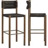 Parkland Outdoor Bar Stool in Walnut PE Rattan & Walnut Finish Aluminum (Set of 2)