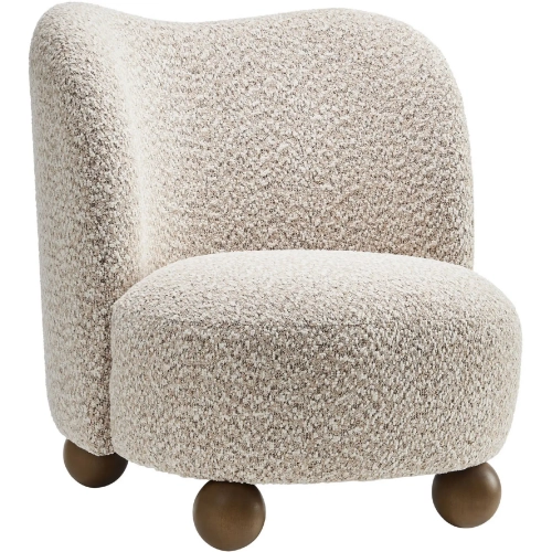 Monroe Accent Chair in Coral Multicolor Boucle Fabric & Walnut Finish Wood