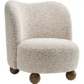 Monroe Accent Chair in Coral Multicolor Boucle Fabric & Walnut Finish Wood