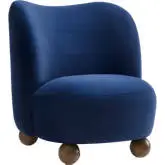 Monroe Accent Chair in Midnight Blue Performance Velvet & Walnut Finish Wood
