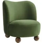 Monroe Accent Chair in Moss Green Performance Velvet & Walnut Finish Wood