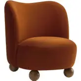 Monroe Accent Chair in Rust Brown Performance Velvet & Walnut Finish Wood