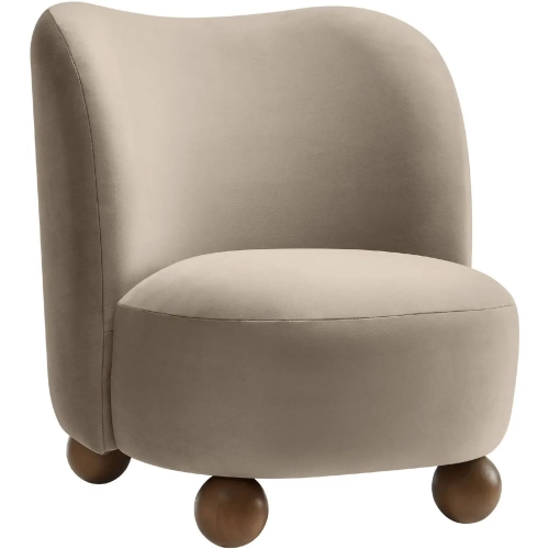 Monroe Accent Chair in Taupe Performance Velvet & Walnut Finish Wood