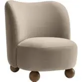 Monroe Accent Chair in Taupe Performance Velvet & Walnut Finish Wood