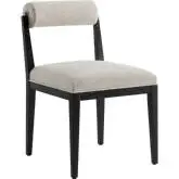 Kai Dining Chair in Linen Fabric & Black Wood