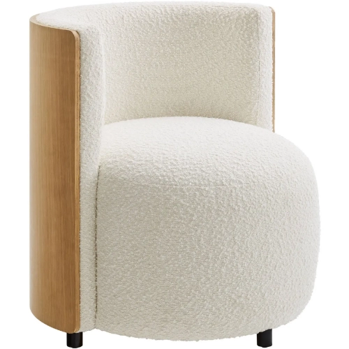 Solis Boucle Accent Chair in Ivory White Boucle & Wood
