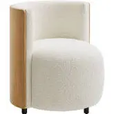 Solis Boucle Accent Chair in Ivory White Boucle & Wood