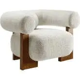 Jace Accent Chair in Pearl White Boucle Fabric & Wood