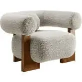 Jace Accent Chair in River Rock Gray Boucle Fabric & Wood