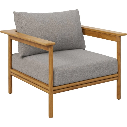 Wren Outdoor Accent Arm Chair in Driftwood Brown Fabric & Teak