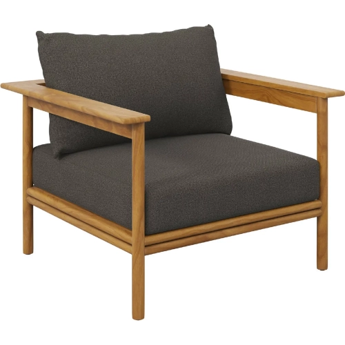 Wren Outdoor Accent Arm Chair in Flint Gray Fabric & Teak