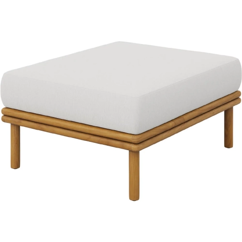 Wren Outdoor Ottoman in Sail White Fabric & Teak