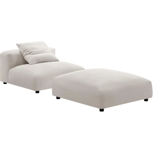 Solace Modular Armless Chair and Ottoman Set in Salt Gray Fabric