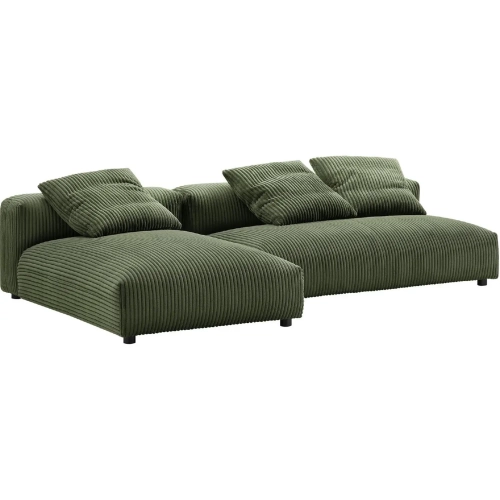Solace 2 Piece Modular Sectional Sofa With Chaise in Fern Green Corduroy