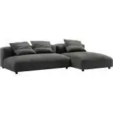 Solace 2 Piece Modular Sectional Sofa With Chaise in Charcoal Gray Fabric