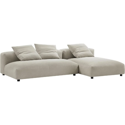 Solace 2 Piece Modular Sectional Sofa With Chaise in Linen Brown Fabric