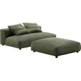 Solace Modular Armless Loveseat & Ottoman Set in Fern Green Corduroy