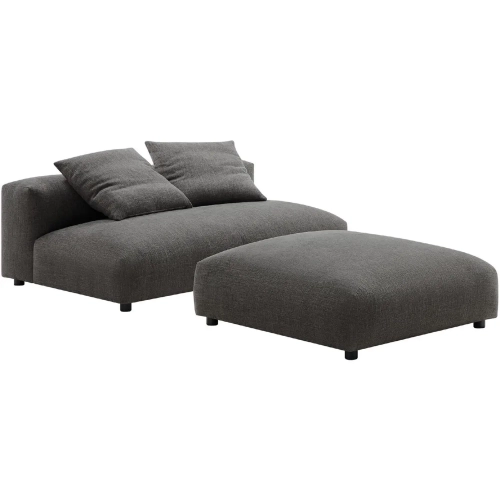 Solace Modular Armless Loveseat & Ottoman Set in Charcoal Gray Fabric