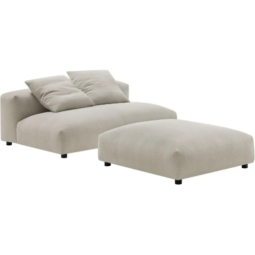 Solace Modular Armless Loveseat & Ottoman Set in Linen Brown Fabric