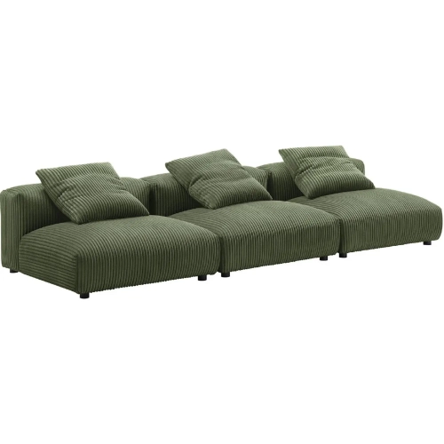 Solace 3 Piece Modular Sofa in Fern Green Corduroy Fabric