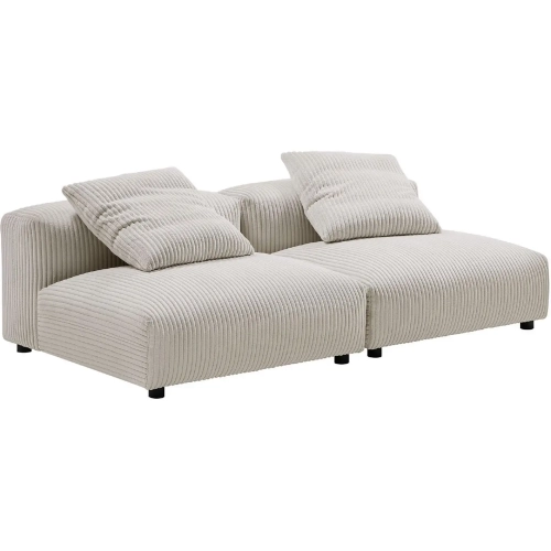 Solace 2 Piece Modular Sofa in Almond Brown Corduroy Fabric