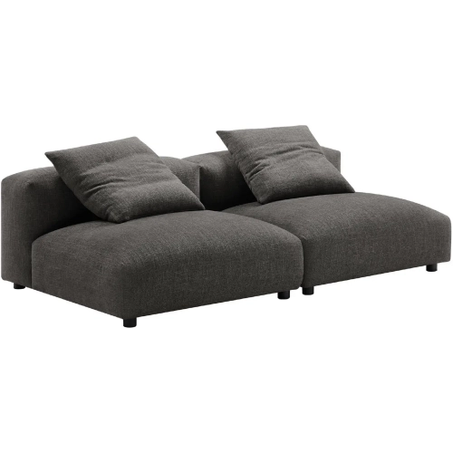 Solace 2 Piece Modular Sofa in Charcoal Gray Fabric