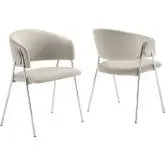Nella Dining Chair in Almond Performance Velvet & Silver Metal (Set of 2)