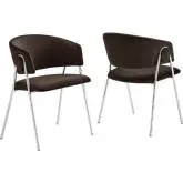 Nella Dining Chair in Brown Performance Velvet & Silver Metal (Set of 2)