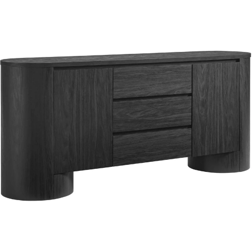 Duval 71" Rounded Sideboard Storage Cabinet in Black Finish