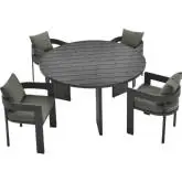 Tahoe 5 Piece Outdoor Round Dining Set in Charcoal Fabric & Gray Aluminum