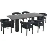 Nautica 7 Piece Outdoor Dining Table Set in Gray Fabric & Graphite Aluminum