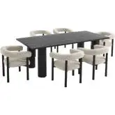 Nautica 7 Piece Outdoor Dining Table Set in Ivory Fabric & Graphite Aluminum