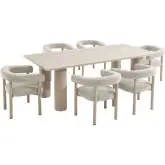 Nautica 7 Piece Outdoor Dining Table Set in Ivory Fabric & Taupe Aluminum