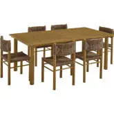 Parkland 7 Piece Outdoor Dining Set in Natural PE Rattan & Wood Finish Aluminum