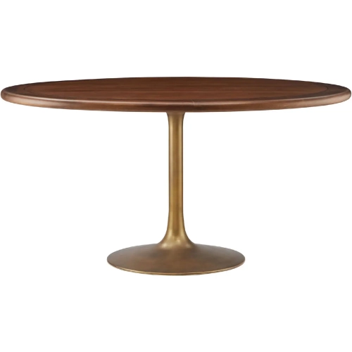 Lippa 60" Round Pedestal Dining Table in Wood & Metal