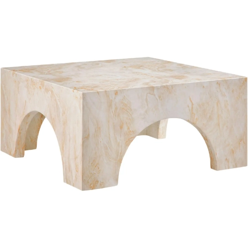 Valen Indoor Outdoor Arched Coffee Table in Honey Yellow Concrete