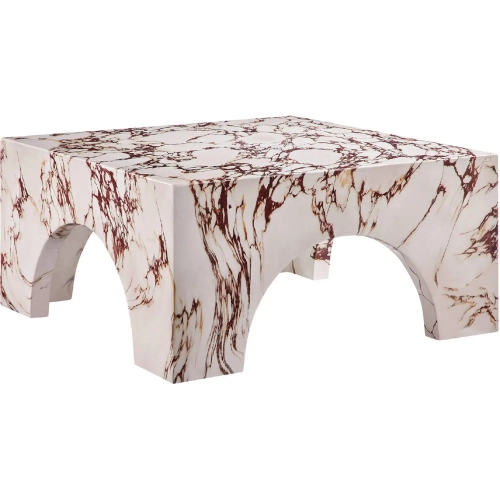 Valen Indoor Outdoor Arched Coffee Table in Red Marble Pattern Concrete