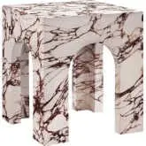 Valen Square Indoor Outdoor Arched Side Table in Red Marble Pattern Concrete