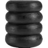 Ellery Round Stacked Side Table in Wirebrush Black Finish Mango Wood