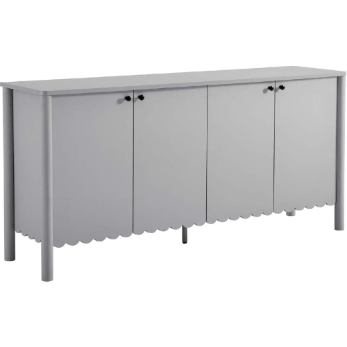 Emmeline 66" 4 Door Scalloped Sideboard Cabinet in Light Gray