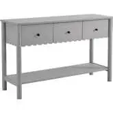 Emmeline 3 Drawer Scalloped Console Table in Light Gray