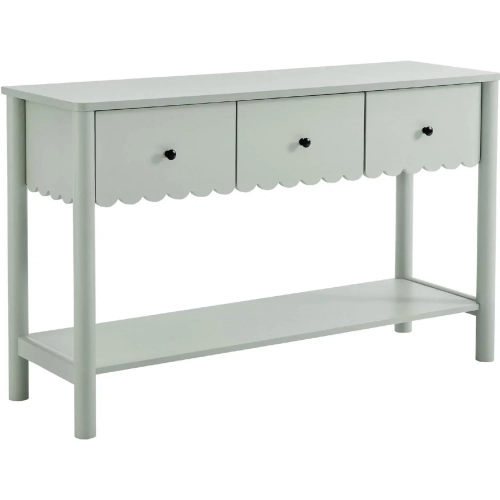 Emmeline 3 Drawer Scalloped Console Table in Sage Green